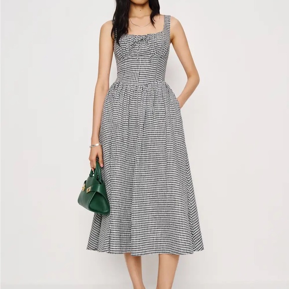 Reformation Balia Linen Dress Black and White Gingham XS / 0 - Picture 5 of 12